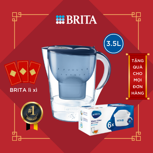 Combo Bình Lọc Nước BRITA Marella XL 3.5L kèm Hộp 6 lõi lọc BRITA Maxtra Plus - Hàng Chính Hãng