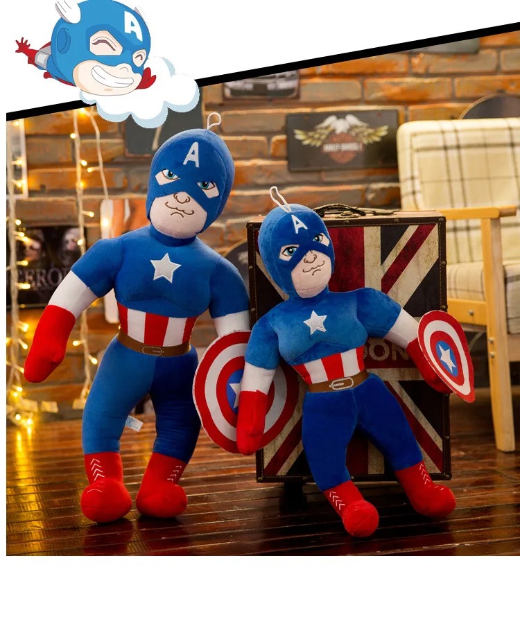 Thú nhồi bông đội trưởng Mỹ - Size 60cm - Quà tặng gấu bông captain amerca siêu anh hùng cho bé.