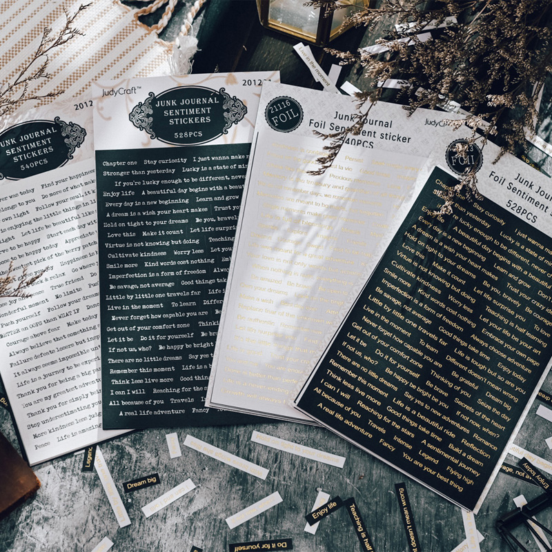 S97 - Tờ sticker giấy chữ câu quotes tiếng Anh JudyCraft trang trí sổ bullet journal, junk journal
