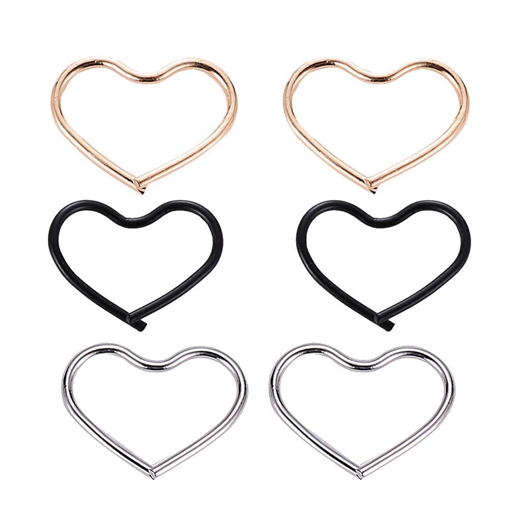 Alloy Ear Stud Rings Heart-Shaped Piercing Body Jewelry Ear Hoop