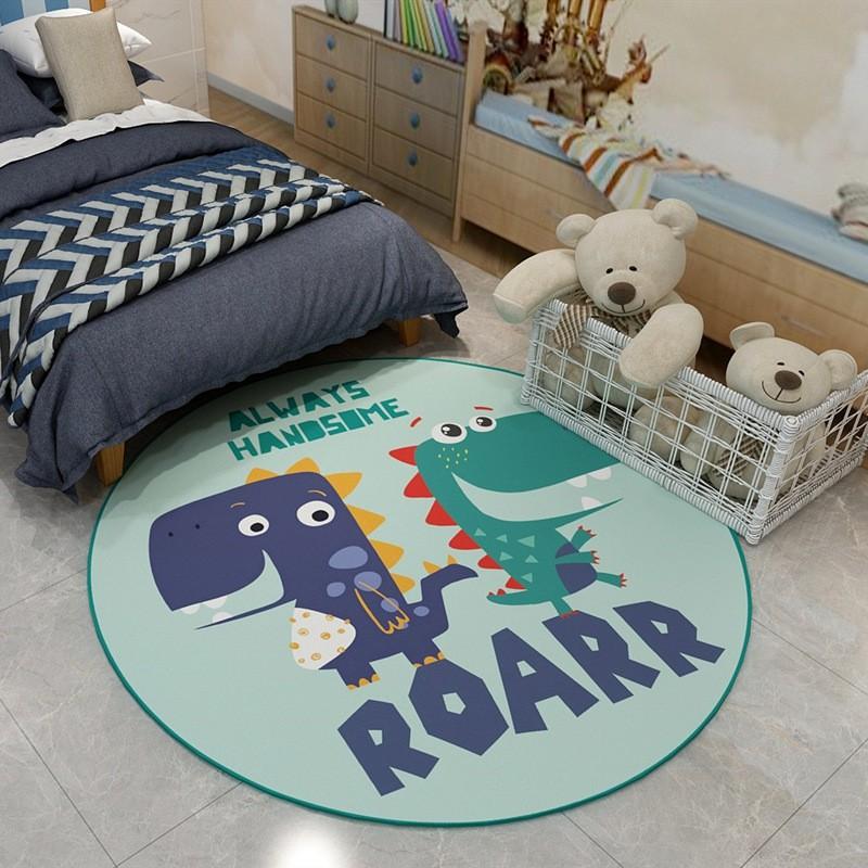Thảm Trang Trí Nhung Nỉ Hình Tròn Họa Tiết Hoạt Hình Thiết Kế Sang Trọng