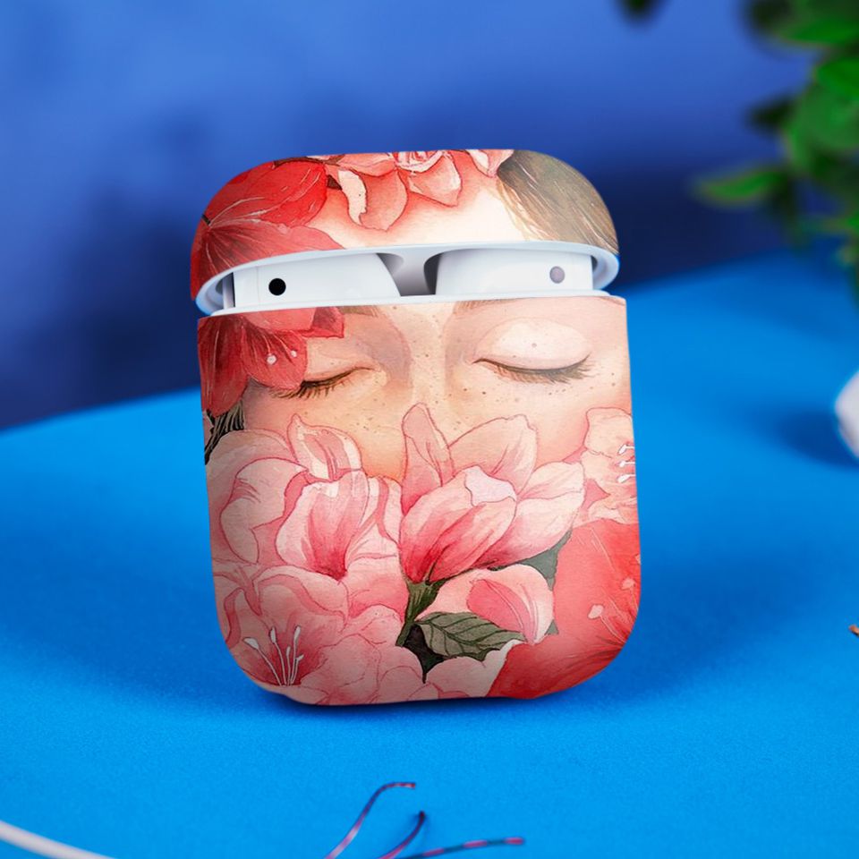 Miếng dán skin chống bẩn cho tai nghe AirPods in hình thiết kế - atk107 (bản không dây 1 và 2)