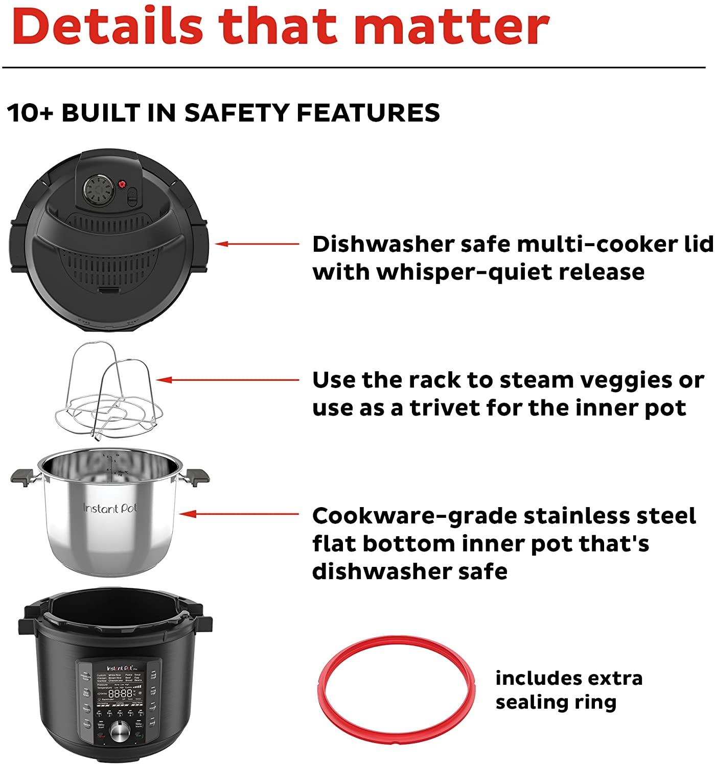 Nồi Áp Suất Đa Năng Instant Pot Pro 10in1 PRO, Dung Tích 5,7 LÍT, Công Suất 1.400W, 48 Chế Độ Nấu, Nhập Đức