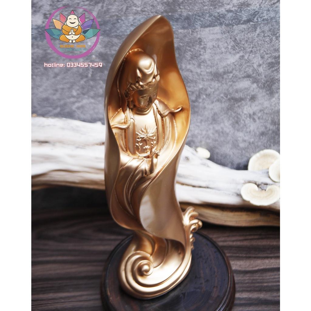 Tượng Mẹ Quan Âm cao 46cm màu vàng đồng gold trang trí nội thất nhà cửa- phong thủy- thờ cúng