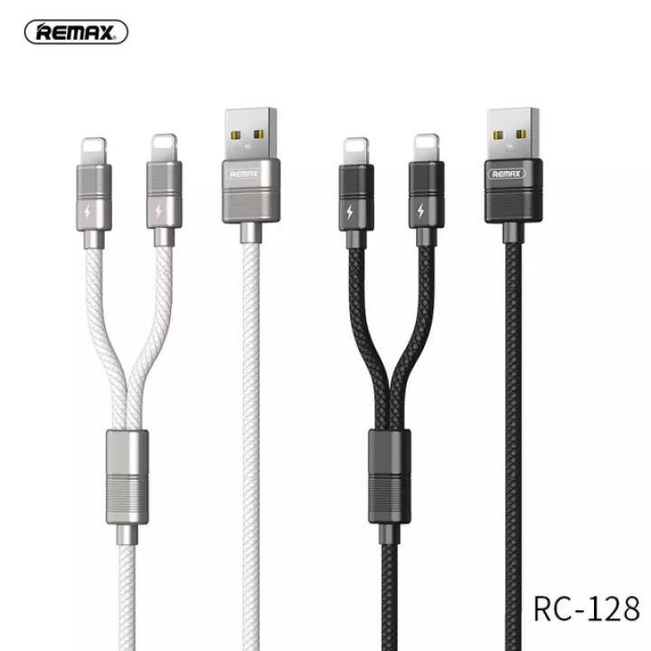 Cáp sạc 2 đầu Lightning Remax RC-128 cho iPhone, hỗ trợ sạc nhanh - Hàng chính hãng