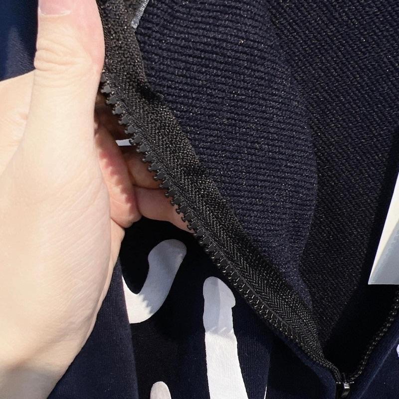 Áo khoác dây kéo nỉ lót bông chữ in nổi Club unisex