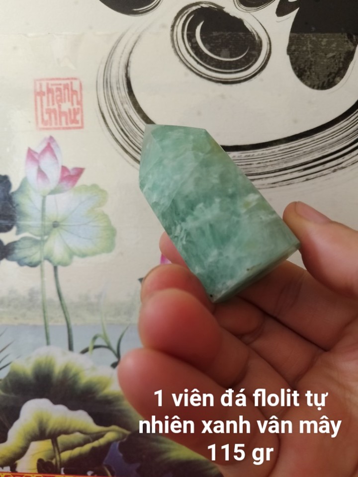 Trụ Đá Flourite Tự Nhiên Màu Xanh, Đá Thanh Tẩy Giúp Hỗ Trợ Reiki, Thiền Định, Sưu Tầm, Chặn Giấy (115 gr)