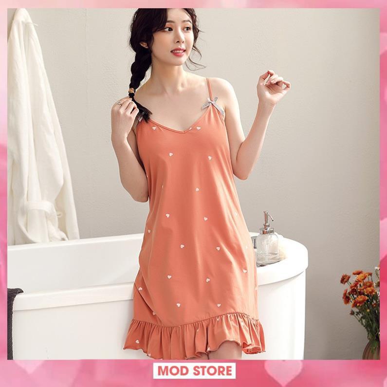 Váy Ngủ 2 Dây, Váy Mặc Nhà Siêu Mát, Chất Cotton Co Giãn, Nhiều Màu V3 *