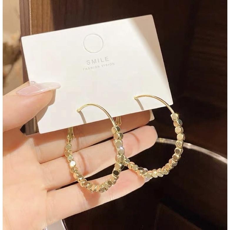 Khuyên tai bông tai nữ tròn hạt sáng đẹp Ring House