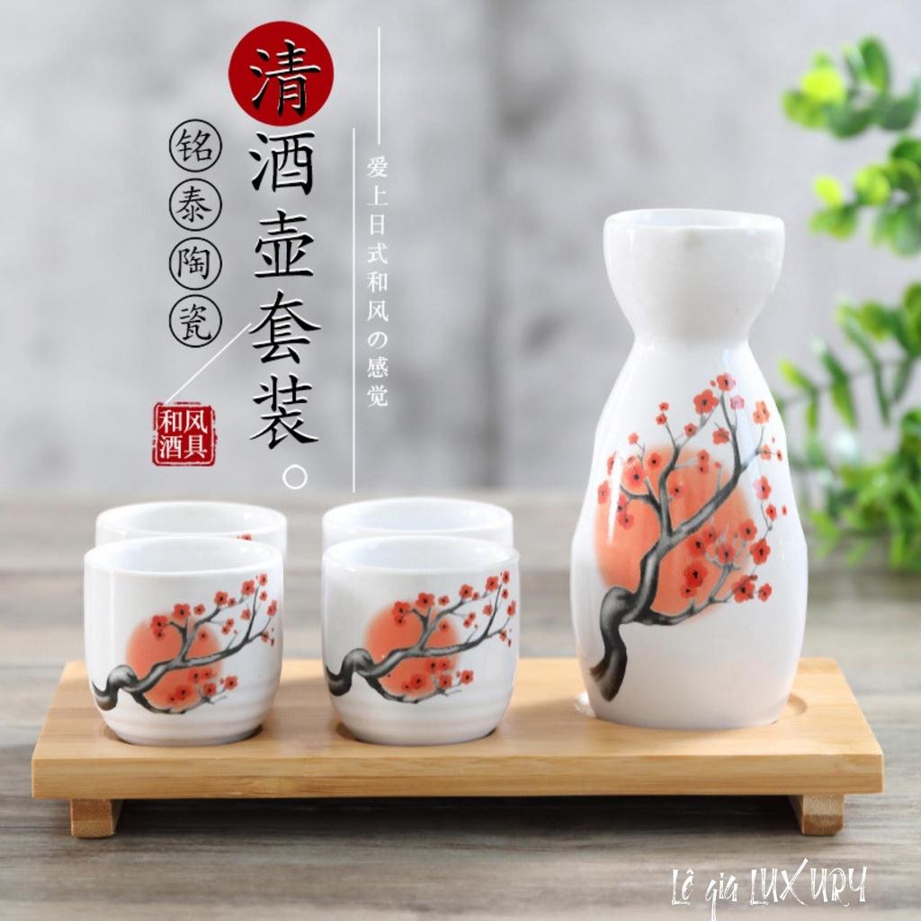 Bộ bình rượu gốm sứ Sakura phong cách Nhật Bản Cổ Điển, Bộ bình rượu Sake cao cấp