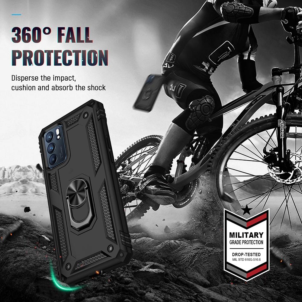 Ốp lưng cho Oppo Reno6 5G chống sốc 2 lớp kèm nhẫn xoay làm giá đỡ