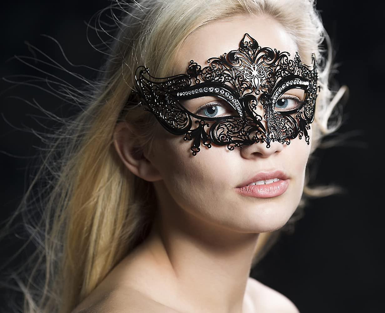 Lady of Luck Masquerade Masks, Mặt nạ Venice, Mặt nạ Menquerade Master Mask Cut Party Mask (Menquerade màu đen）