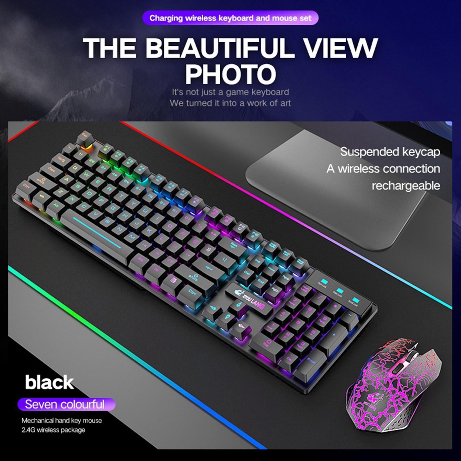 Wireless Keyboard & Mouse Set for Windows 10 PC with 2400dpi Sensor Black