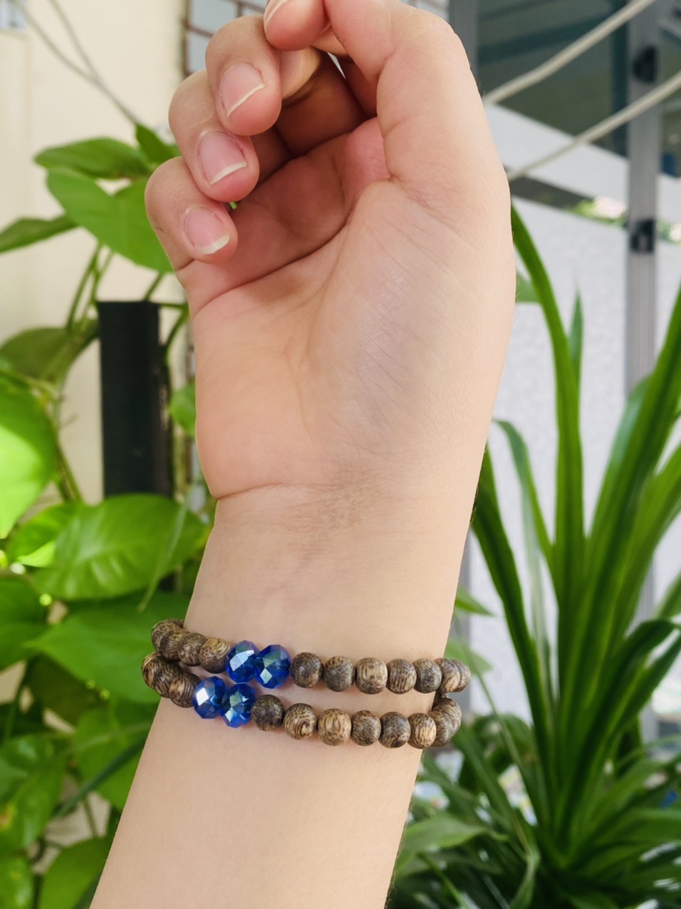 Vòng tay Trầm hương tốc 54 hạt mix đá phong thủy