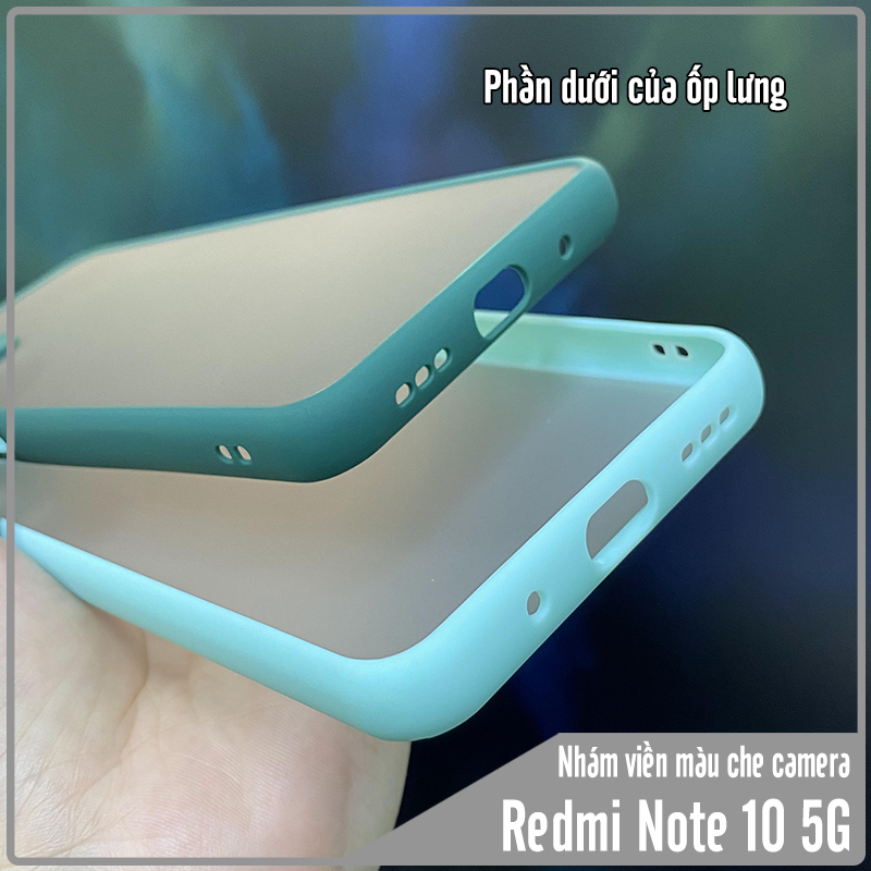 Ốp lưng cho Xiaomi Redmi Note 10 5G nhám viền màu che camera