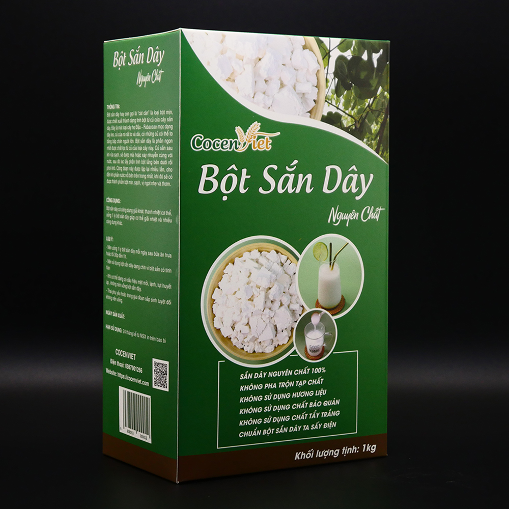 Bột Sắn Dây Nguyên Chất CocenViet, 1kg Bột Sắn Dây Ta Hải Dương Loại 1 Thanh Nhiệt Giải Độc Bổ Sung Dưỡng Chất Tăng Sức Đề Kháng Tốt Cho Sức Khỏe. Sản Phẩm Đã Kiểm Nghiệm An Toàn Thực Phẩm.