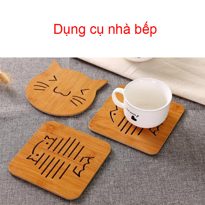 COMBO 4 TẤM LÓT NỒI, CỐC CHÉN CÁCH NHIỆT CHỐNG NÓNG BẰNG GỖ