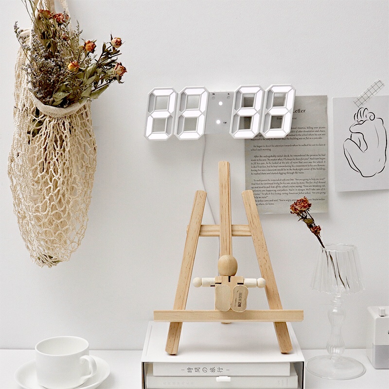 Đồng hồ LED thông minh Smart Clock, đồng hồ 3D trang trí Vintage Decor phòng ngủ kiểu Hàn Quốc