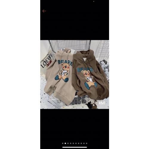 Áo khoác chui đầu hoodie có nón tay phồng in gấu unisex ulzzang nam nữ AN689