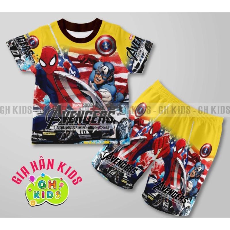 Bộ đồ bé trai họa tiết siêu nhân chất liệu thun lạnh mềm mịn mát in hình 3D được các bé trai yêu thích SIZE 5-25kg