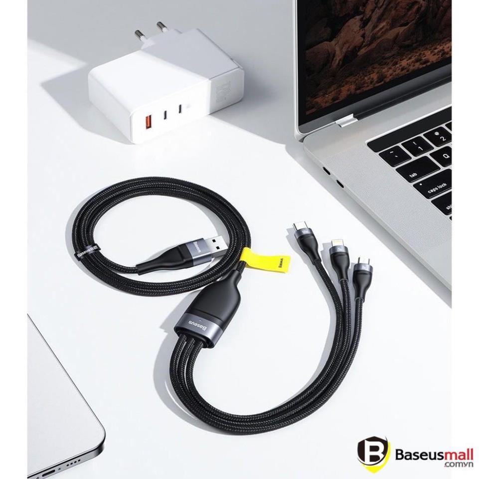 Baseus -BaseusMall VN Cáp sạc nhanh 3 đầu Baseus Flash Series 3 in 1 Plus
