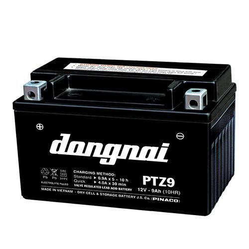 Ắc quy khô xe máy Đồng Nai PTZ9 12V-9Ah dùng cho SYM Attila