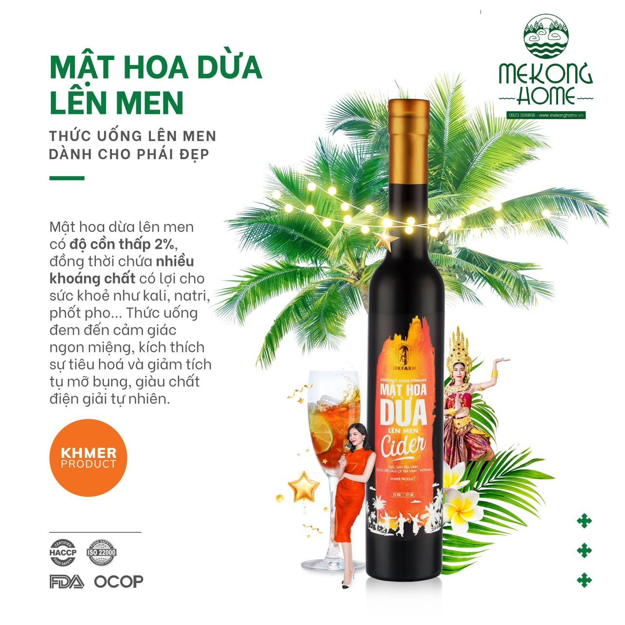 MẬT HOA DỪA LÊN MEN - CIDER - 375ml - Thức uống dành cho phái đẹp