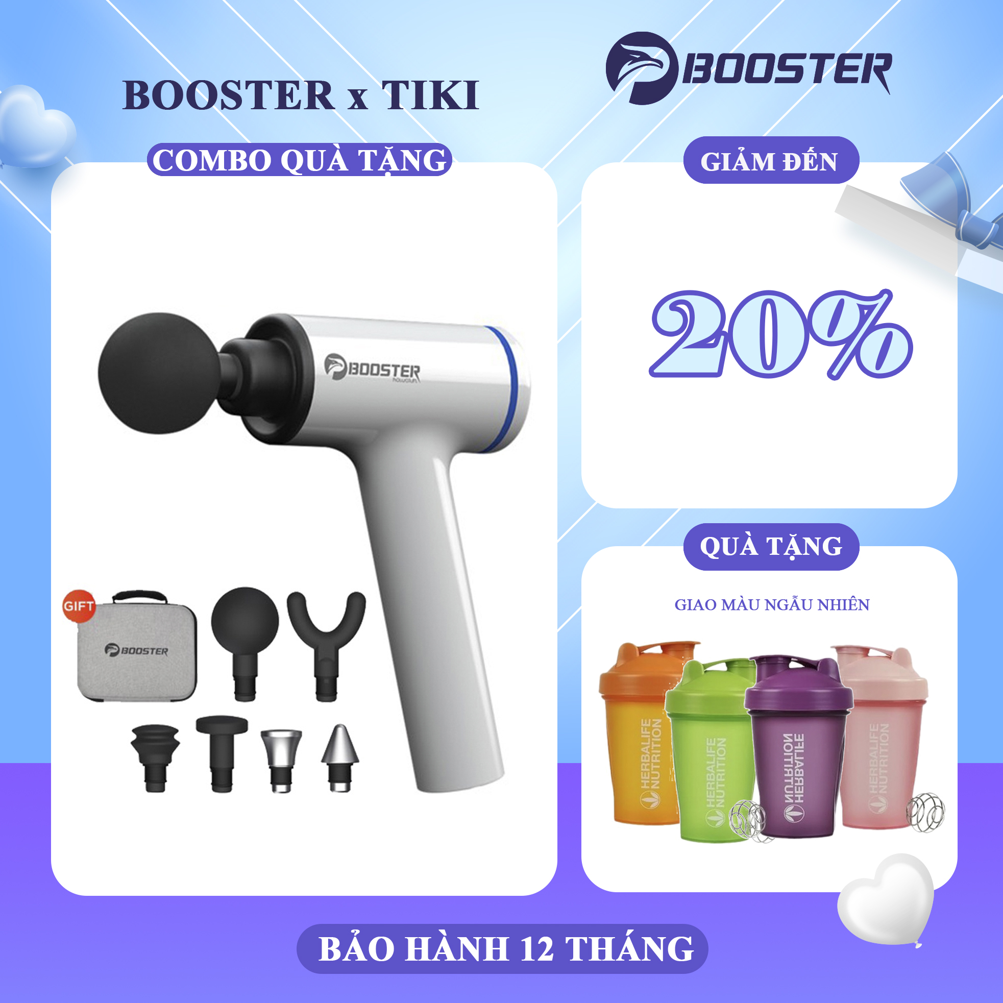 Máy Massage Gun Cầm Tay Cao Cấp Booster S2 Trị Liệu Toàn Thân Thư Giãn Cơ Bắp Làm Gọn Cơ Thể