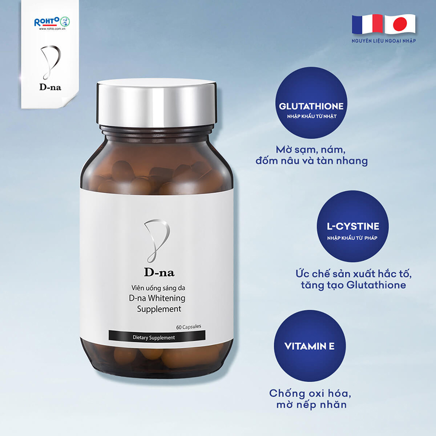 Viên uống sáng da glutathione D-na Whitening Supplement (60 Viên)