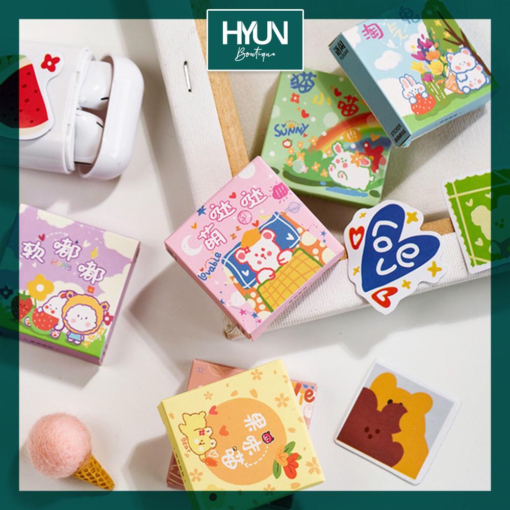 Set 300 Sticker dán - hình dán trang trí dễ thương theo chủ đề Hyun Boutique hoặc Hộp lẻ 50 sticker - 1