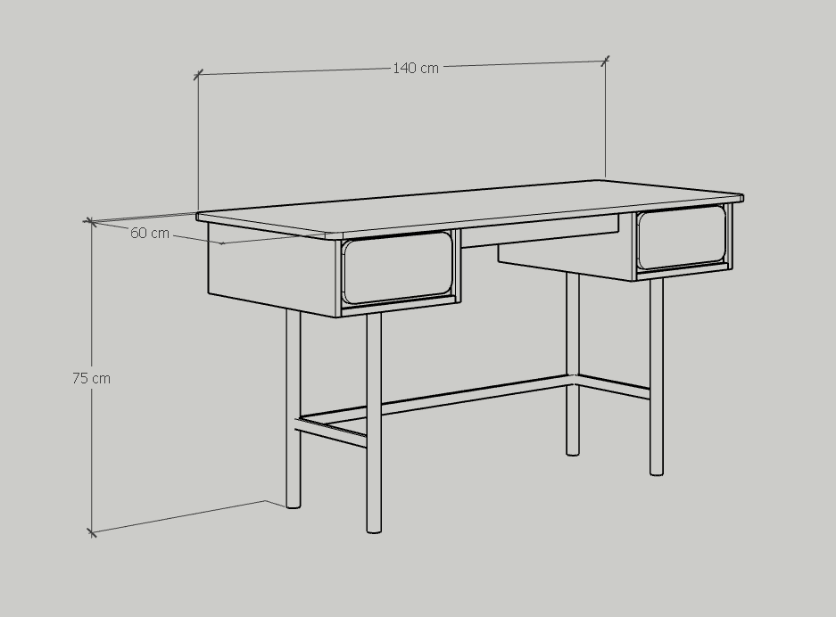 [Happy Home Furniture] SWEETY , Bàn làm việc 2 ngăn kéo - chân sắt, 140cm x 60cm x 75cm ( DxRxC), BAN_044