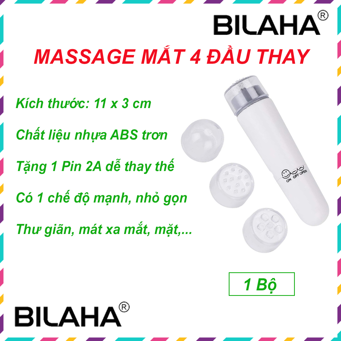 Máy Massage Mắt Mini Cầm Tay 4 Đầu Thay (Có Hàng Sẵn) Cây Lăn Mặt Nâng Cơ (Hàng Chính Hãng)