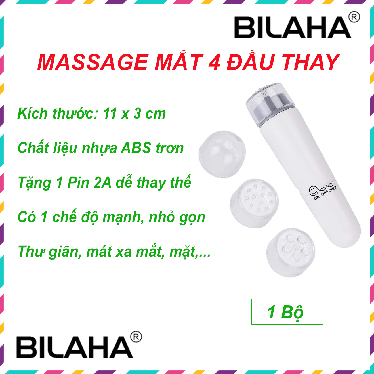 Máy Massage Mắt Mini Cầm Tay 4 Đầu Thay Cây Lăn Mặt Nâng Cơ