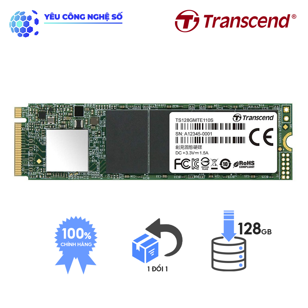 Ổ cứng gắn trong Transcend SSD 128GB 110S M2 PCIE - Hàng Chính Hãng