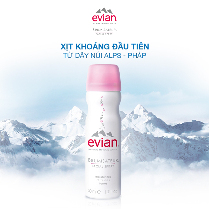 Combo 2 Xịt khoáng Evian Cấp Ẩm Và Làm Dịu Da Spray Brumisateur Natural Mineral Water 50ml