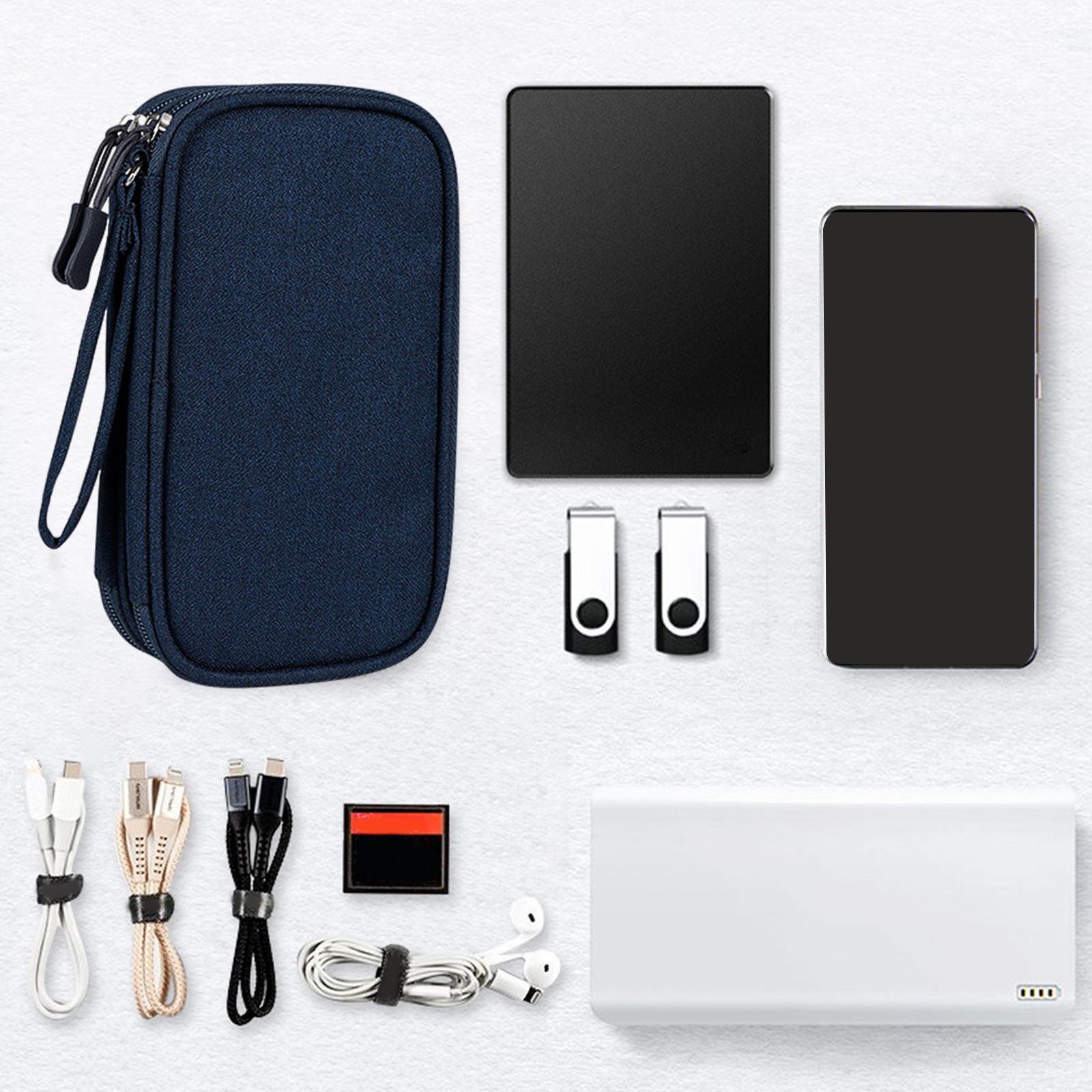 Travel Cable Organizer Bag Waterproof Double Layer Pouch for Data Cable Charger Electronics Accessories