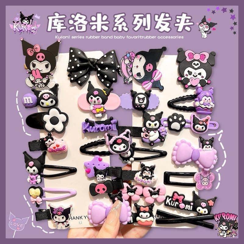 Set kẹp,Cặp,Cột tóc 14 món cho bé gái hình '' KUROMI '' cute xinh xắn hot 2024 - giao mầu ngẫu nhiên