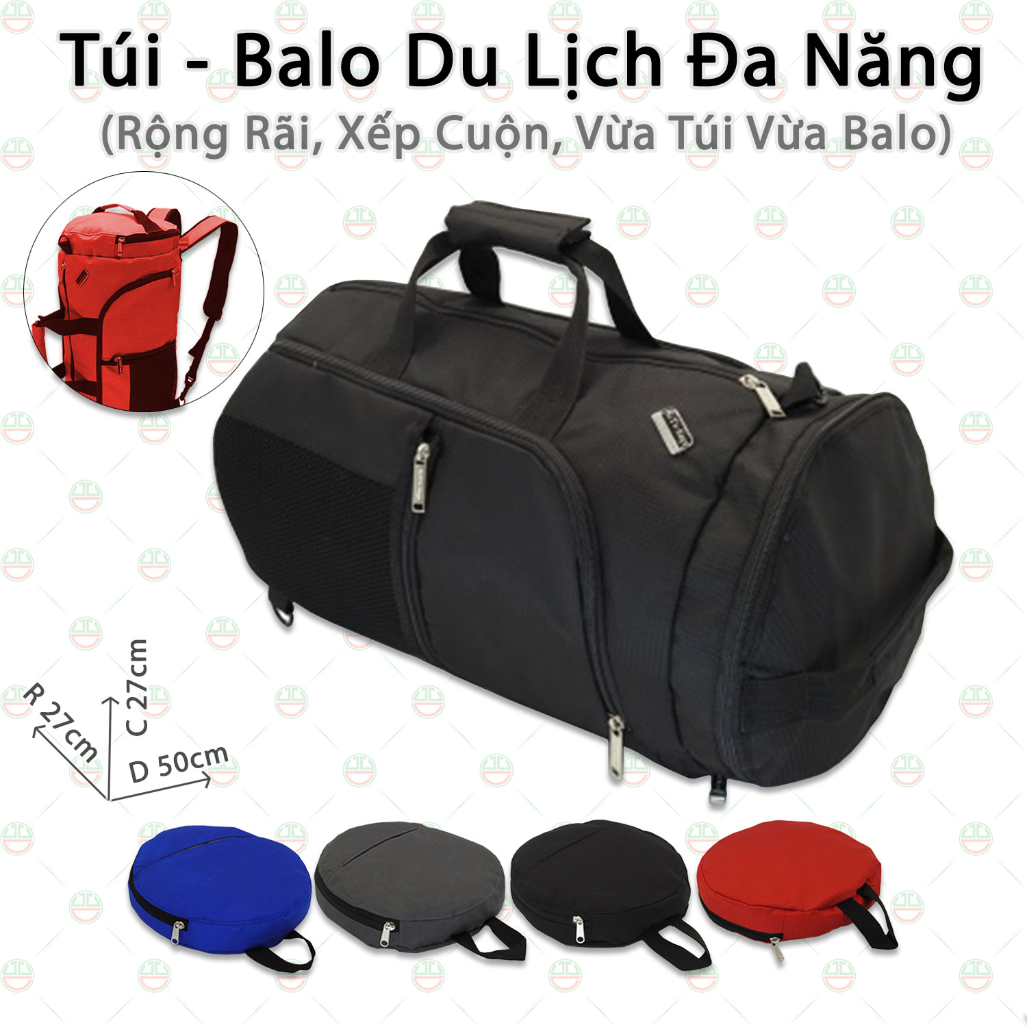 Balo Túi Xách Du Lịch Đa Năng KhoNCC Hàng Chính Hãng - Cuộn Tròn Xếp Gọn Phù Hợp Du Lịch Xa - Phượt - KKT-3043-TDLDN