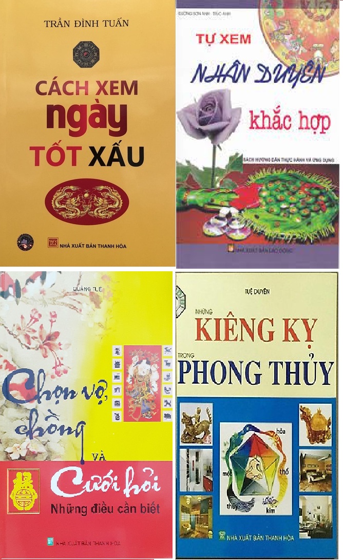 Combo 4 Cuốn : Cách Xem Ngày Tốt Xấu + Tự Xem Nhân Duyên Khắc Hợp + Chọn Vợ ,Chồng Và Cưới Hỏi Những Điều Cần Biết + Những Kiêng Kỵ Trong Phong Thủy