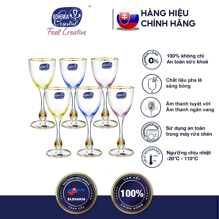 Bộ 2 ly pha lê uống vang 300 ml Bohemia Czech Republic