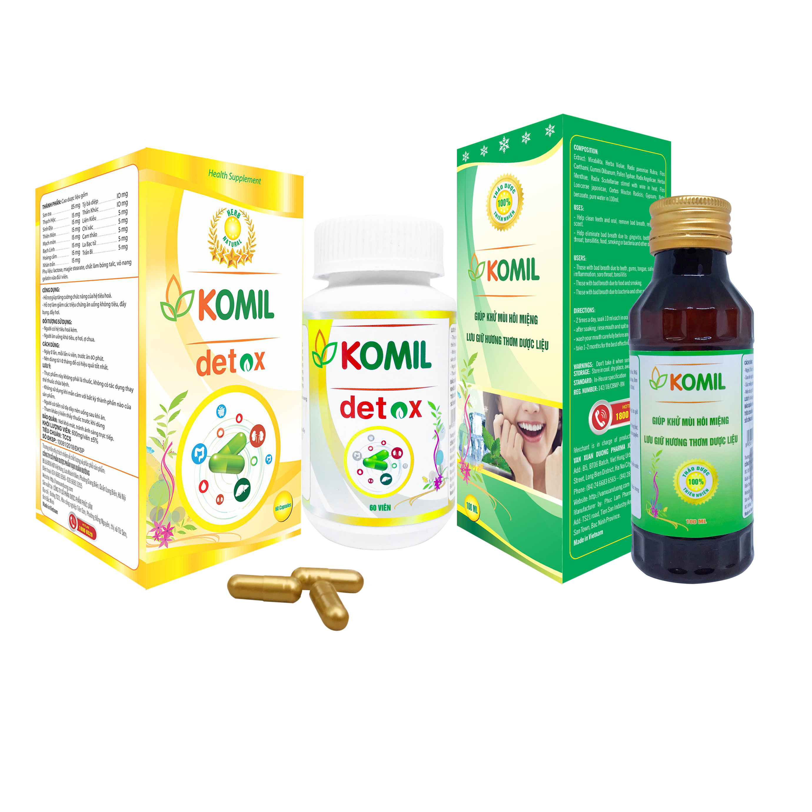 [Combo] Bộ sản phẩm trị hôi miệng Komil &amp; Komil detox (Trị tận gốc nguyên nhân gây hôi miệng)