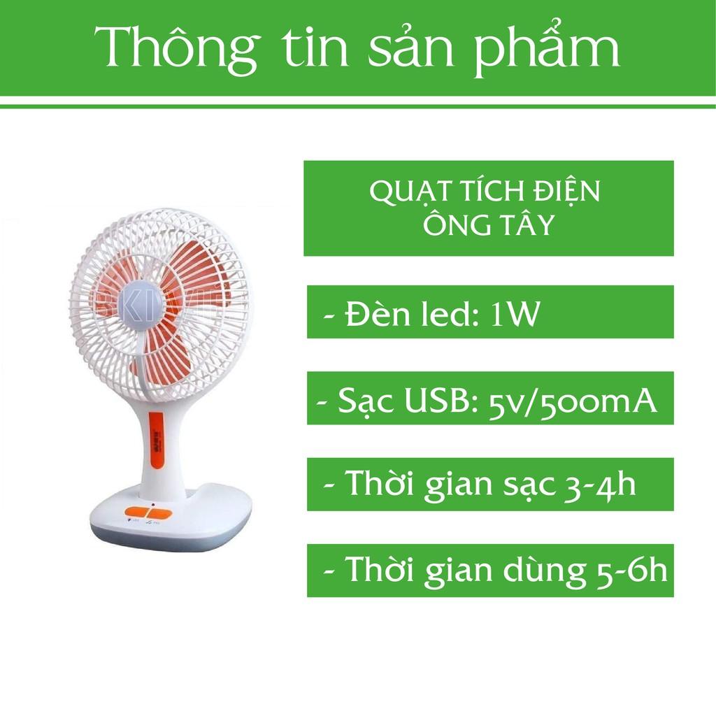 Quạt kiêm đèn tích điện ông tây 2 in 1 - QONGTAY