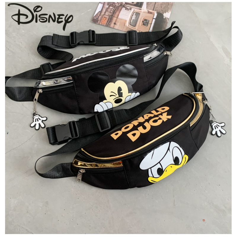 Hoạt Hình Disney Chuột Mickey Vịt Donald 2021 Mới Thắt Lưng Nữ Túi Nylon Dây Kéo Công Suất Lớn Túi Bảo Quản Nữ Túi