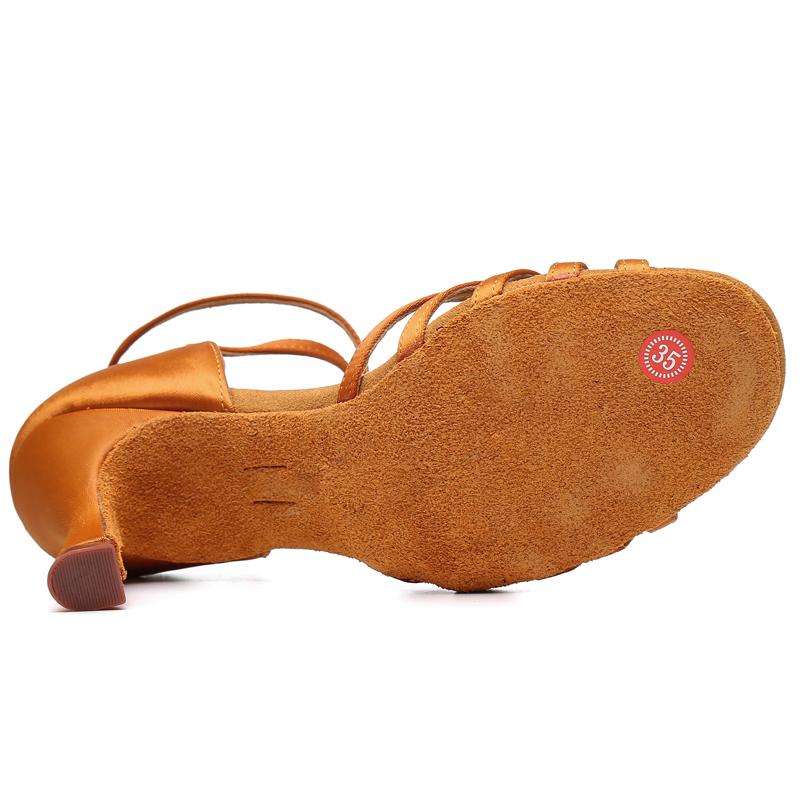 Giày khiêu vũ phụ nữ mới Giày nhảy Latin Tango Jazz Salsa Sandal Dance Shoes Dropshipping Color: rear 7.5cm brown Shoe Size: 34