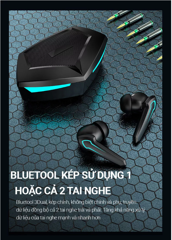 Tai Nghe Gaming Không Dây Bluetooth 5.2 - P30, hỗ trợ đàm thoại độ trễ cực thấp khi chơi game, Bass mạnh mẽ