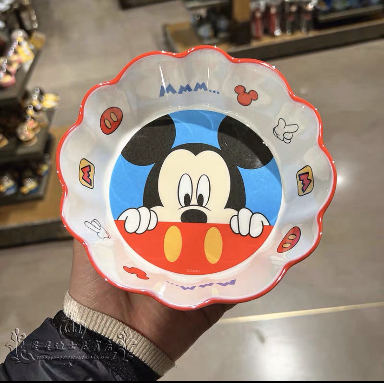 Chén ăn nhựa Melamine viền gợn sóng hình chuột Mickey siêu cute cho bé trai - PDW21102-A