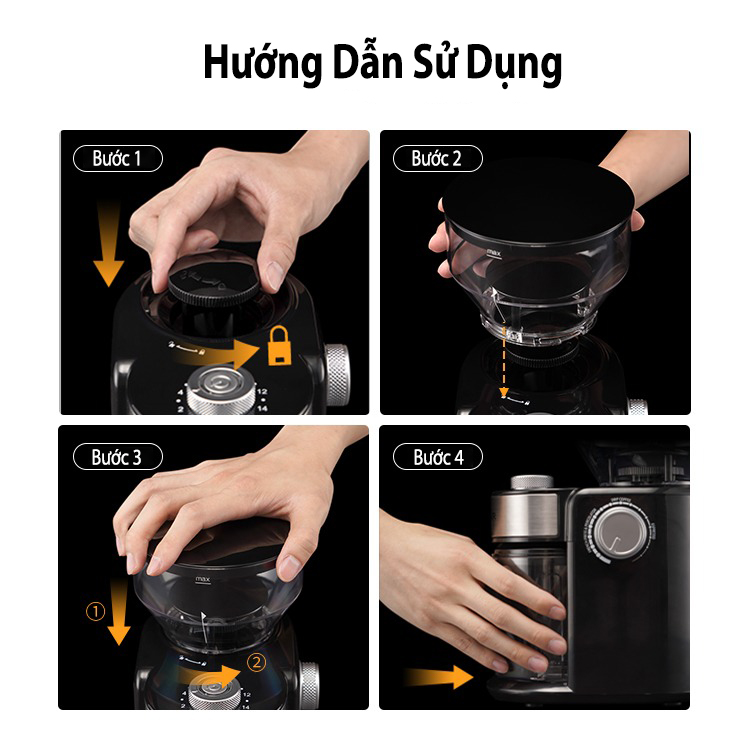 Máy xay cà phê gia đình HY-1421 pha cafe phin, pha máy nhỏ giọt, pha túi lọc đa dạng với 16 cấp độ xay nghiền, 2-14 cốc mỗi lần