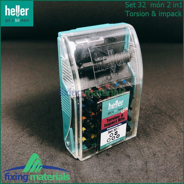 Hộp mũi bắn vít HELLER 32 món loại 2in1 Torsion&amp;Impact, chịu va đập. Hàng của HELLER Germany