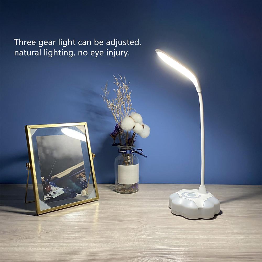 Đèn bàn LED cổ ngỗng linh hoạt với 3 mức độ sáng sạc USB