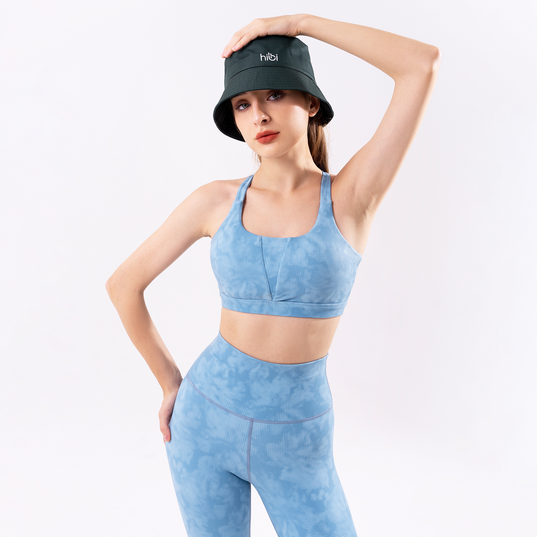 Set đồ tập yoga gym Hibi Sports H152 áo bra phối V, lưng xoắn nơ, kèm mút ngực